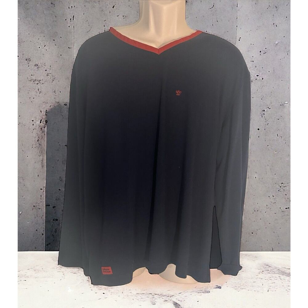 Navy Blue Van Laack Red Trim V Neck First Class Lufthansa Pajama Pullover Shirt